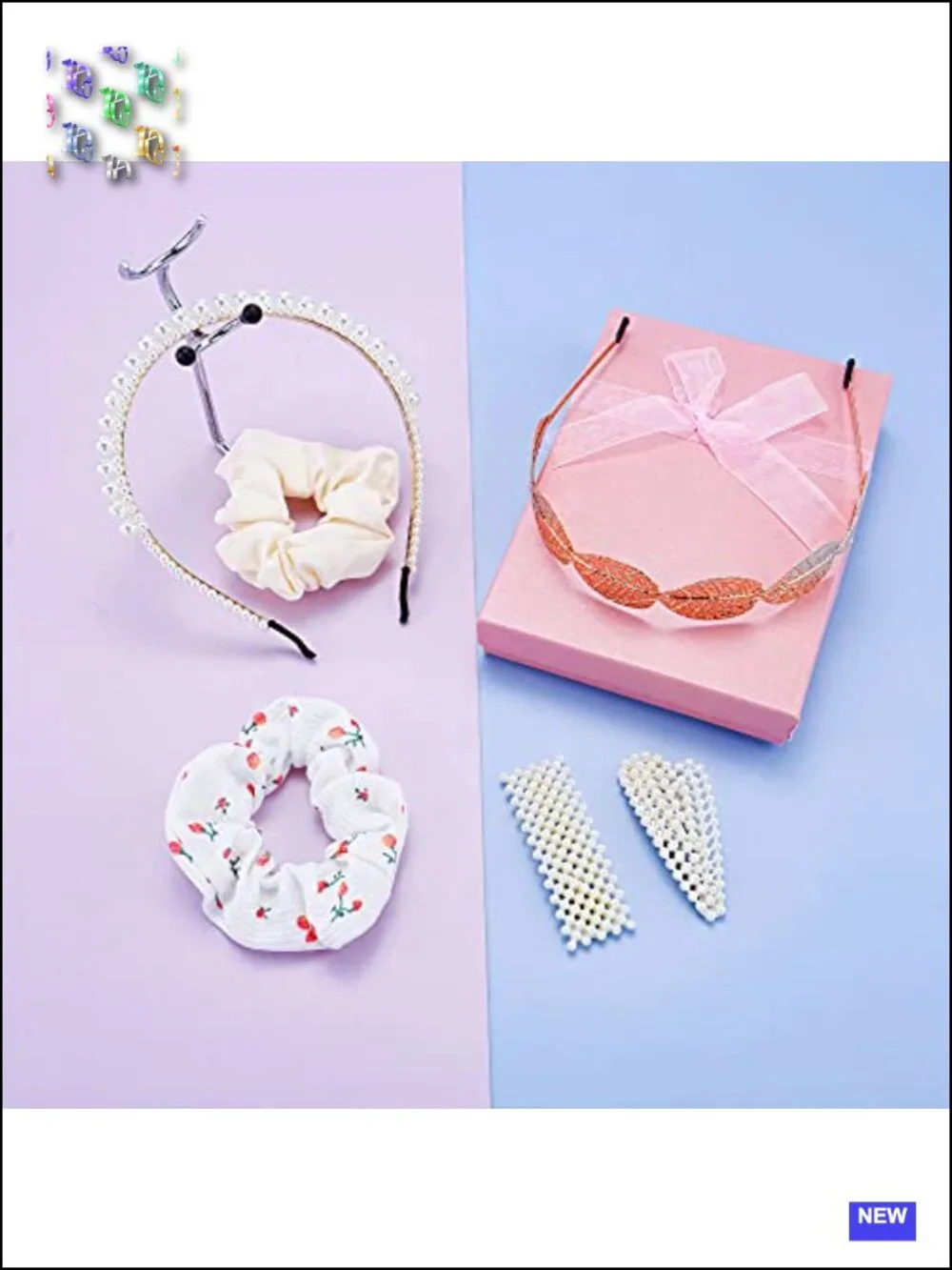 Faux Pearl Rhinestone Leaf Headband Hair Accessories Set with Hair Clips
